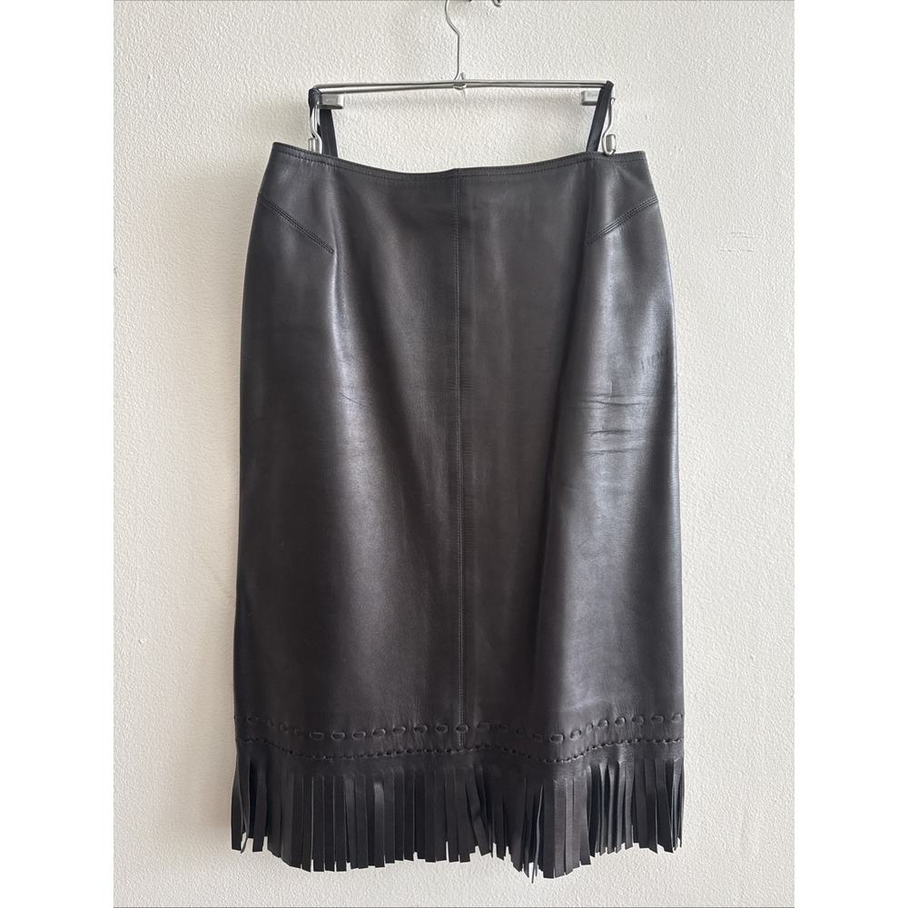 Alaia Vintage Leather Skirt With Fringe
